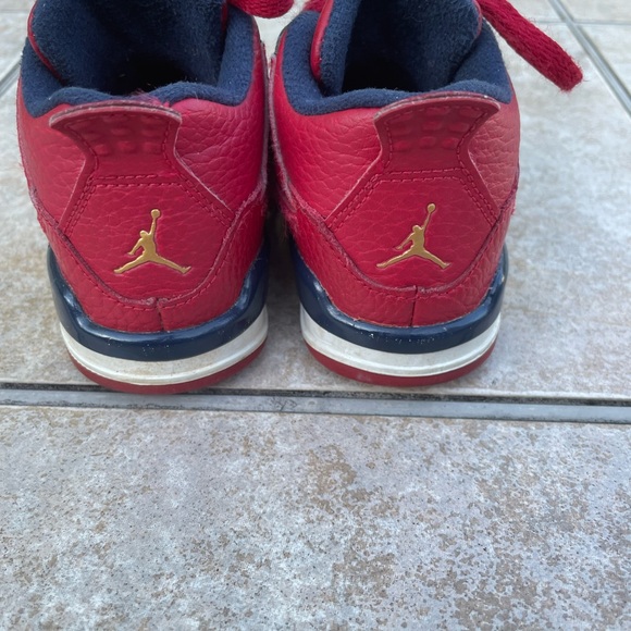 Nike Toddler Air Jordan Retro 4 TD Fiba Sneakers Gym Red BQ7670-617 size 8C - Picture 3 of 9